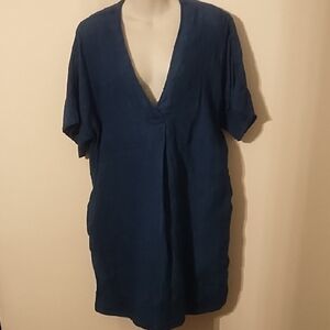 Faherty 100% Linen V Neck Classic Tunic Dress Size M